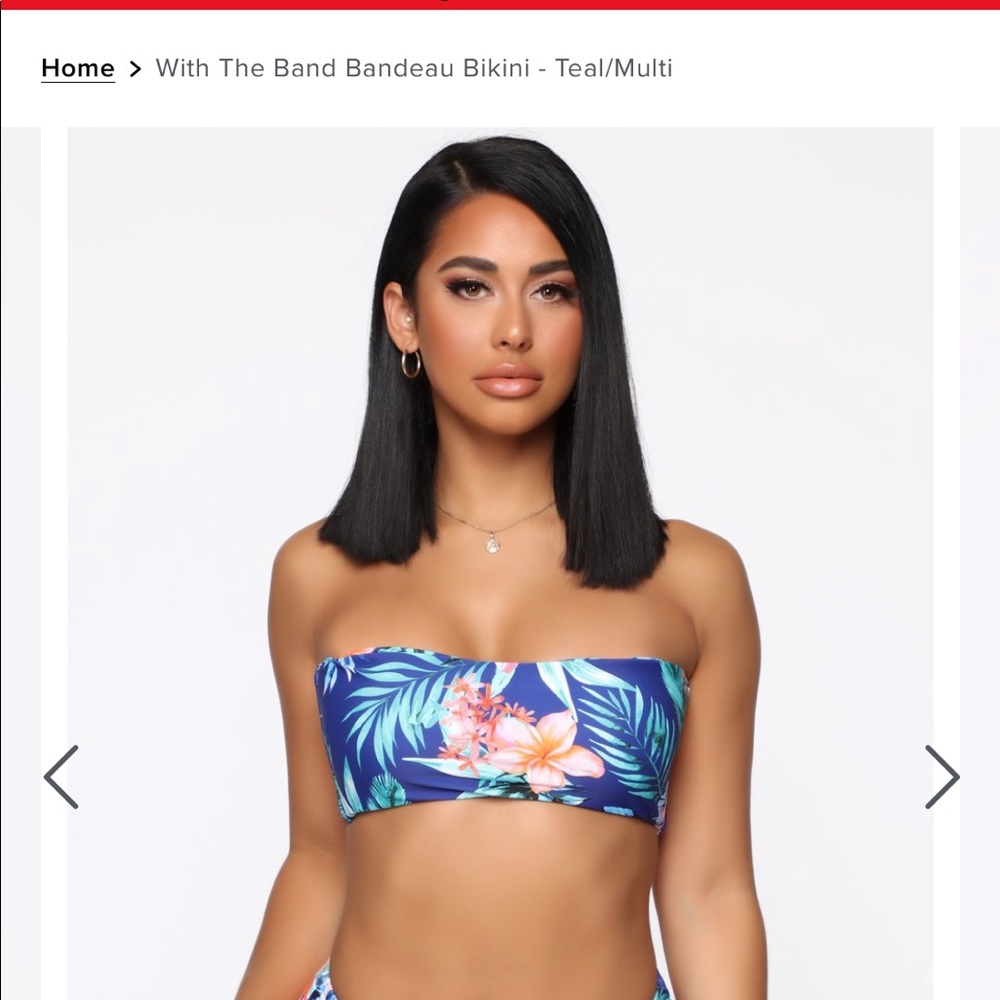 Floral bandeau bikini top and bottom
